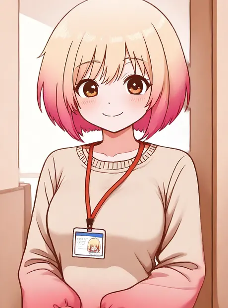 9時台のRin、オフィスで社員証をつけている