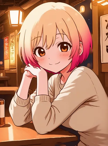 18時台のRin、居酒屋のカウンター